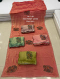 SB-7130 | Peach Floral Satin Saree